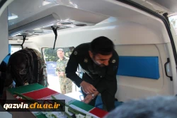 استقبال ووداع باشکوه وعاشقانه اساتید کارکنان ودانشجویان دانشگاه فرهنگیان استان قزوین با سردارشهید مدافع حرم حمیدمحمدرضایی 16