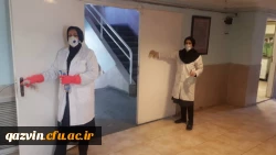 سراهای دانشجویی وساختمان های آموزشی واداری دانشگاه فرهنگیان استان قزوین طی سه مرحله ضدعفونی شد 6