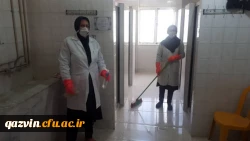 سراهای دانشجویی وساختمان های آموزشی واداری دانشگاه فرهنگیان استان قزوین طی سه مرحله ضدعفونی شد 7