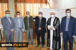 بازدیددکتر انصاری راد معاون دانشجویی دانشگاه فرهنگیان کشوربه همراه دکتر اصغری مدیر کل آموزش وپرورش استان قزوین  ازروند تولید ماسک وشیلد محافظ دردانشگاه فرهنگیان استان قزوین  8