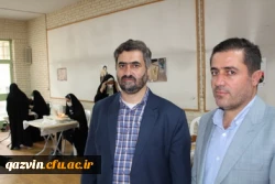 بازدیددکتر انصاری راد معاون دانشجویی دانشگاه فرهنگیان کشوربه همراه دکتر اصغری مدیر کل آموزش وپرورش استان قزوین  ازروند تولید ماسک وشیلد محافظ دردانشگاه فرهنگیان استان قزوین  9