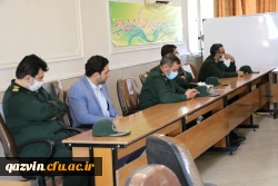  حضور مسئول محترم نمایندگی ولی فقیه در سپاه صاحب الامر (عج) استان قزوین به همراه جمعی از فرماندهان سپاه پاسداران و بسیج استان قزوین به مناسبت  هفته ی گرامیداشت مقام معلّم در دانشگاه فرهنگیان استان قزوین 2