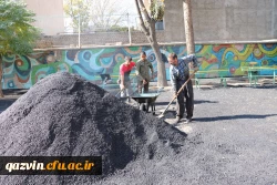 اجرای پروژه آسفالت محوطه پردیس بنت الهدی صدر قزوین 3