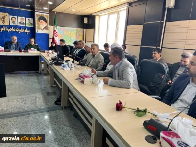 دیدار هیات رئیسه، استادان و کارکنان دانشگاه فرهنگیان قزوین با مجموعه فرماندهی سپاه صاحب الامر (عج) استان قزوین در حمایت از پاسخ قاطع سپاه پاسداران به اسرائیل غاصب