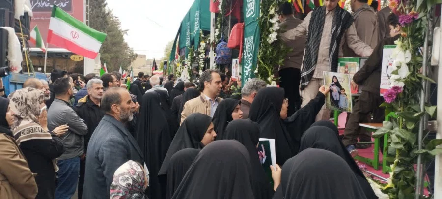 حضور مسئولان دانشگاه فرهنگیان قزوین در مراسم تشییع پیکر ۸ شهید حمله تروریستی آمریکا و رژیم صهیونیستی 7